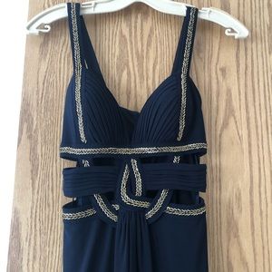 Laura Petites Navy Blue with Gold Sequin Dress